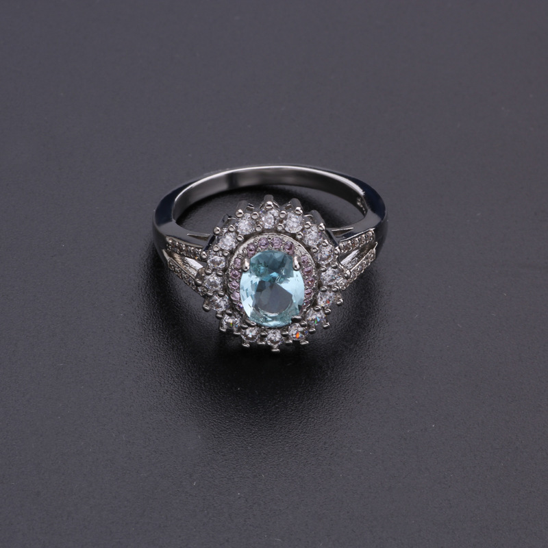 Women's Fashion Blue Crystal Diamond-studded Ring 2