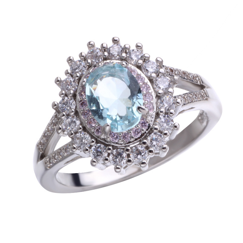 Women's Fashion Blue Crystal Diamond-studded Ring 4