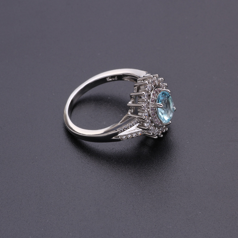 Women's Fashion Blue Crystal Diamond-studded Ring 5