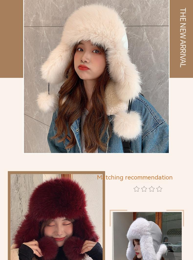 Warm And Thick Plush Cold Resistant Ski Hat Image 5