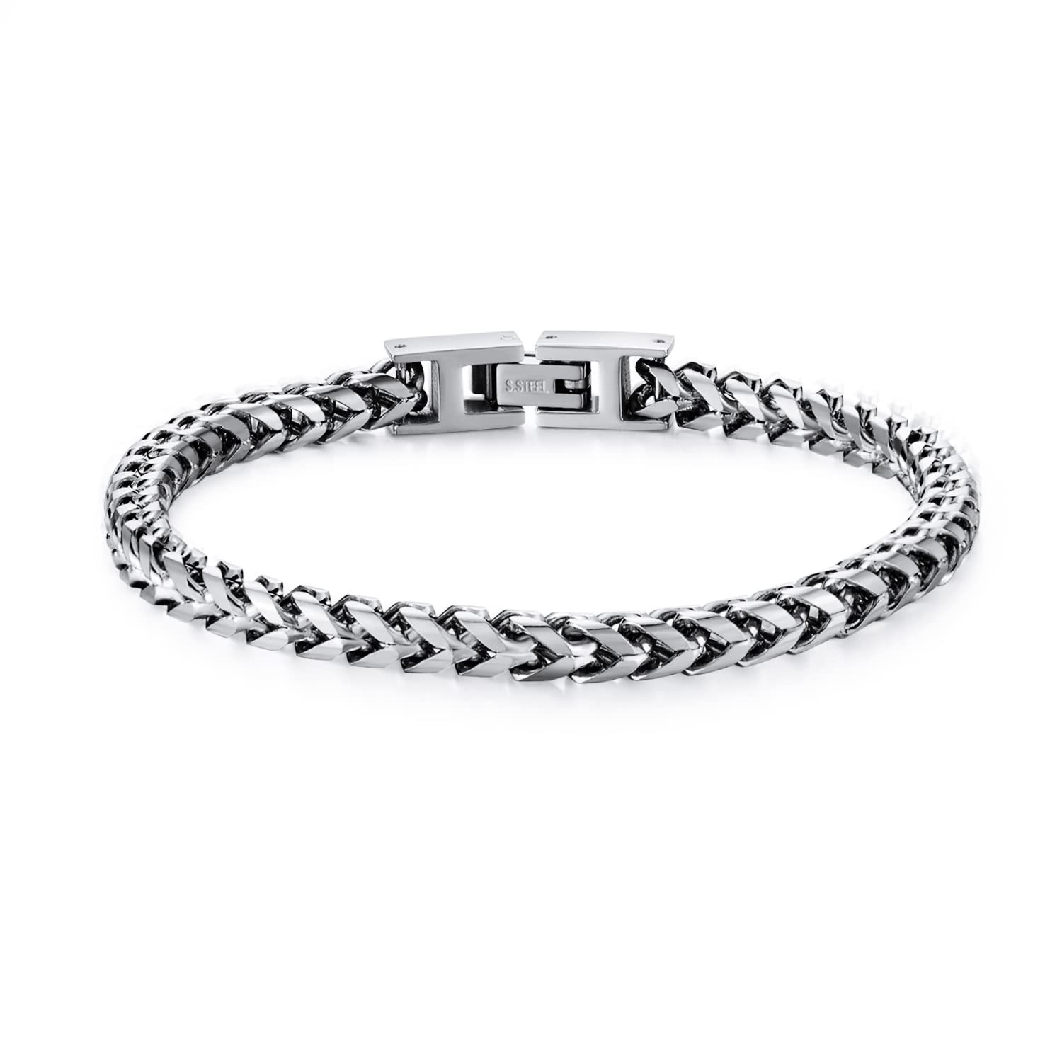 Elegant Stainless Steel Folding Buckle Franco Bracelet
