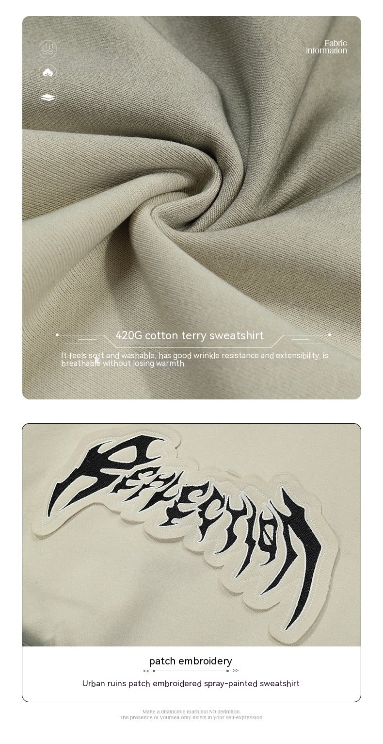 Embroidered Frayed Hem Design Hoodie 9