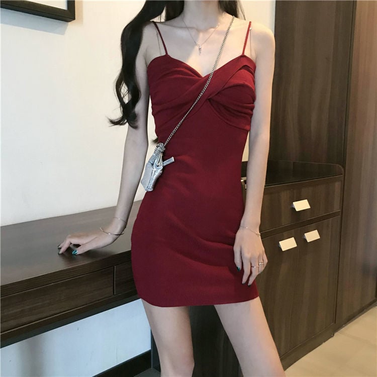 Purplish Red Sling Dress