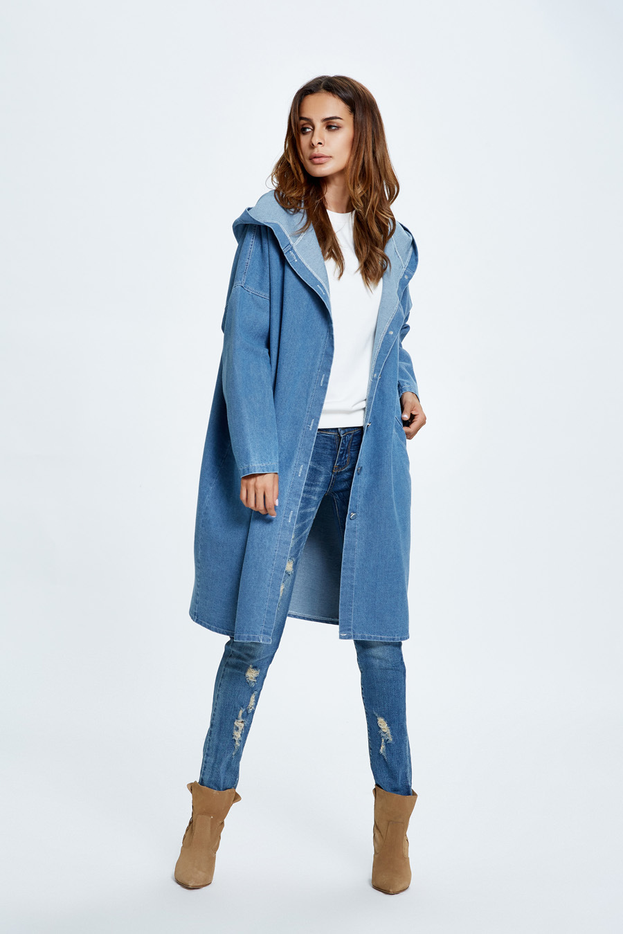 Stylish Hooded Denim Jacket