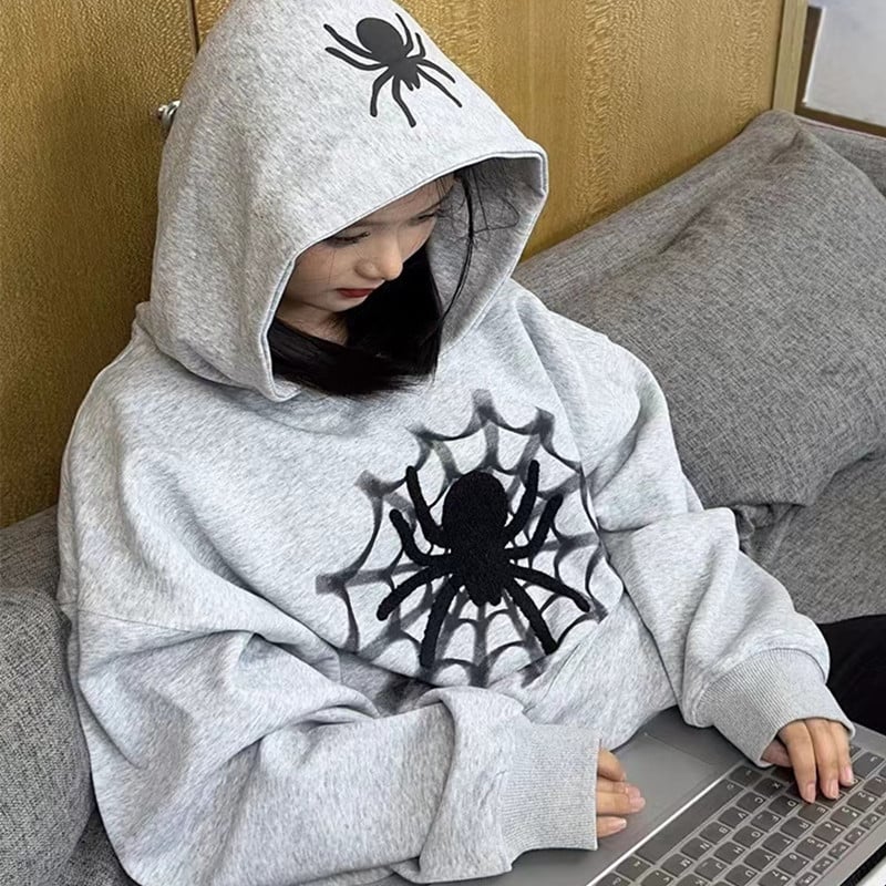 Spider Letter Hooded Sweater Back View
