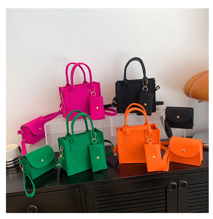 Felt Diamond Plaid Bag - Color Options