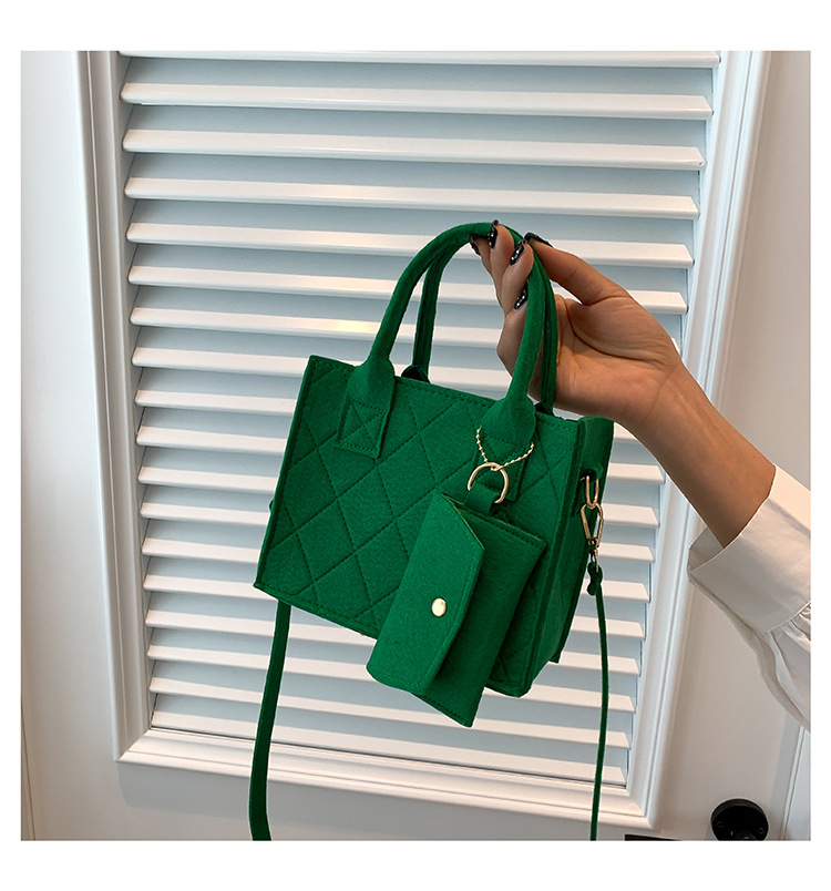 Felt Diamond Plaid Bag - Versatile Carrying