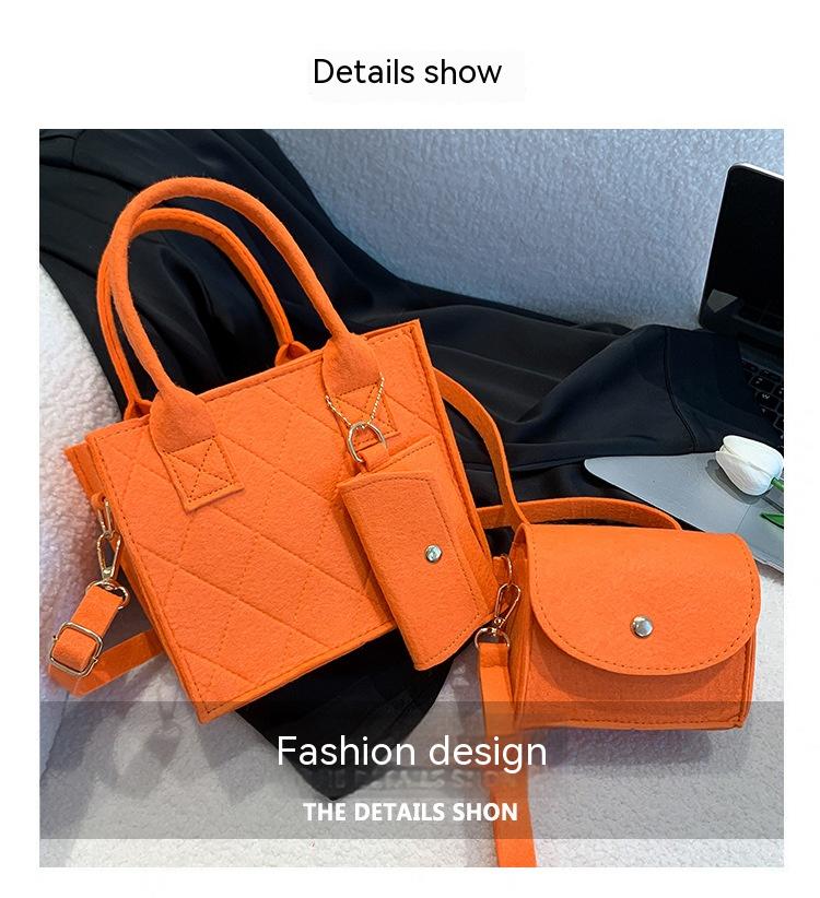 Felt Diamond Plaid Bag - Trendy Style