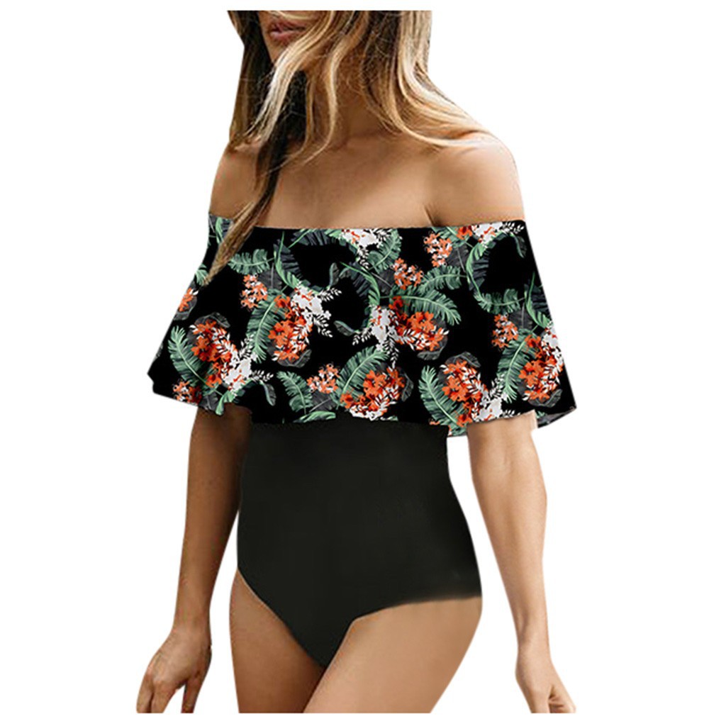 Siamese Fit Slimming Off-shoulder Bikini Swimsuit Style