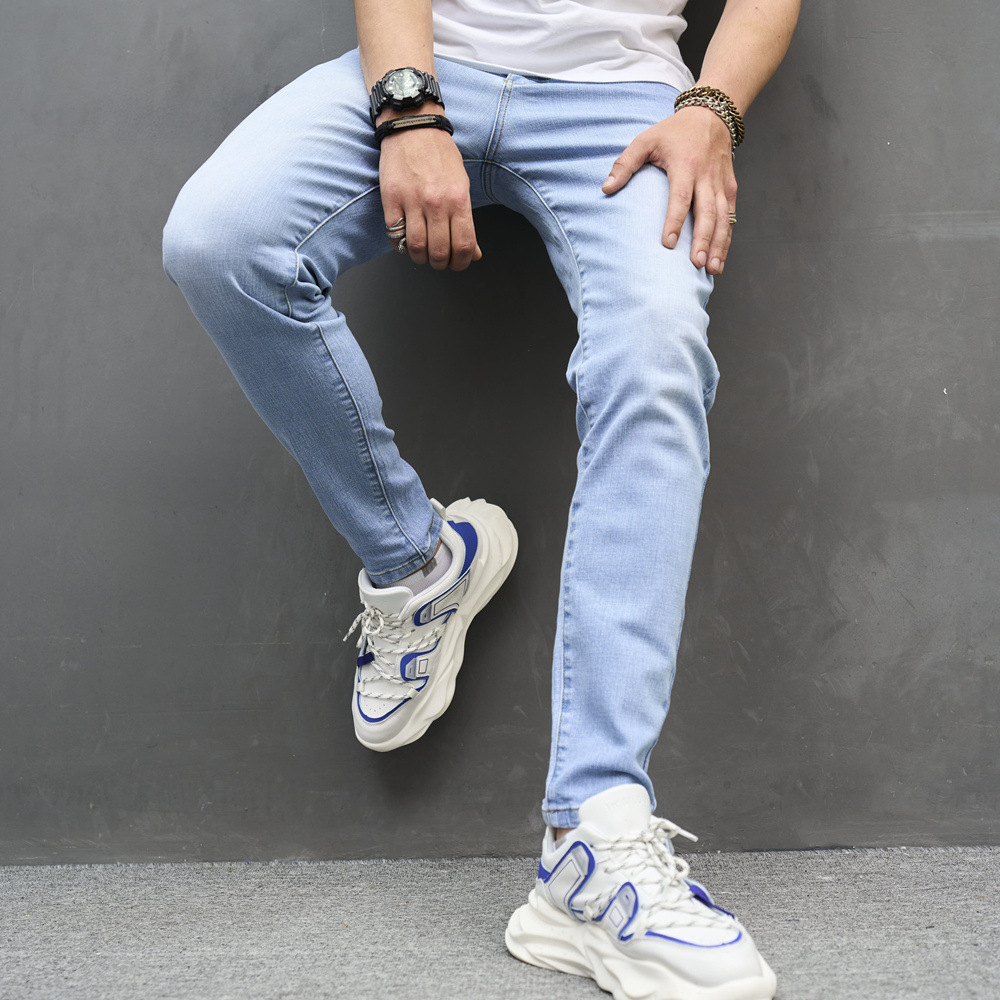 Skinny Cotton Stretch Men's Jeans - Light Blue