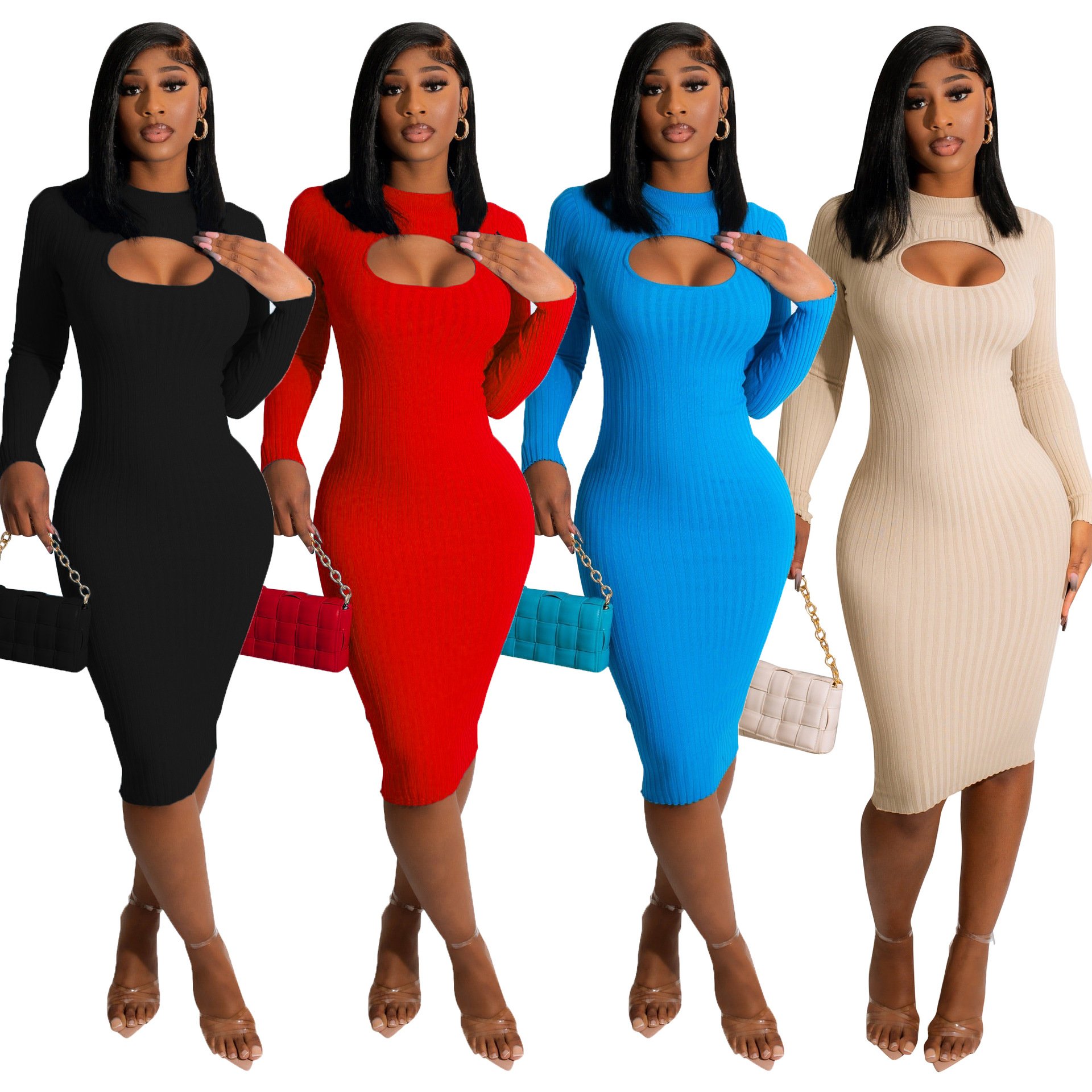 Thickened Knitted Slim Cut Out Dress - Outfit Inspiration