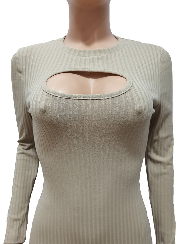 Thickened Knitted Slim Cut Out Dress - Style