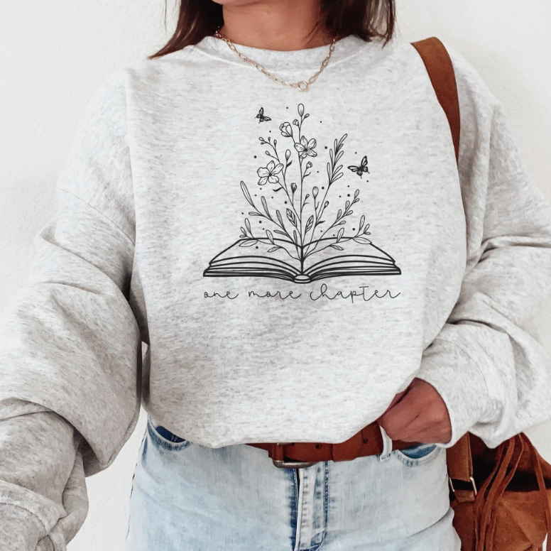 Crew Neck Casual Plant Print Pullover - Style
