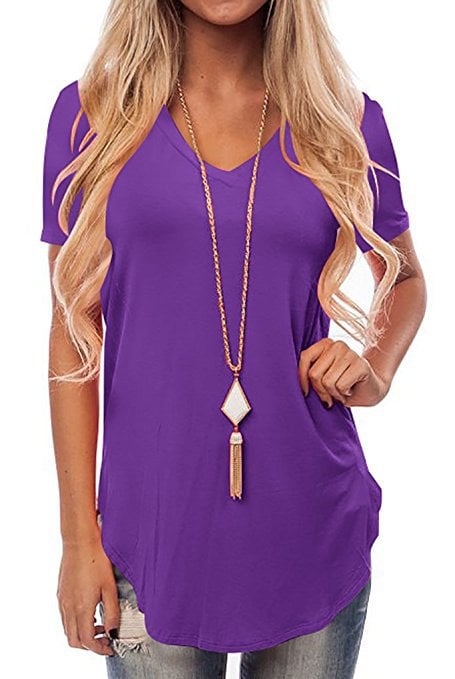 V-Neck Short Sleeve Tuxedo Loose T-Shirt