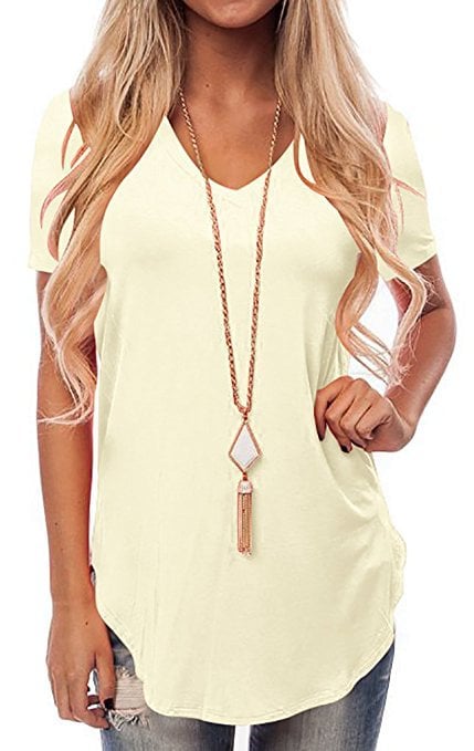 V-Neck Short Sleeve Tuxedo Loose T-Shirt