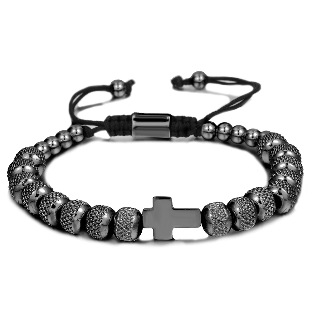 Copper Inlaid Zircon Crown Pineapple Beads Woven Bracelet - Style 1