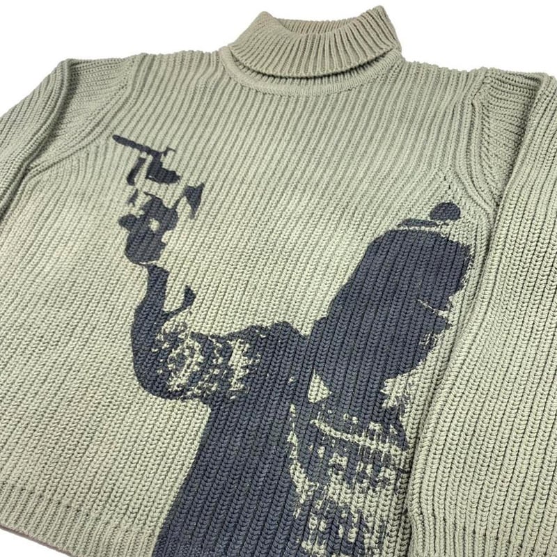 Men's Casual Loose Turtleneck Sweater in Action