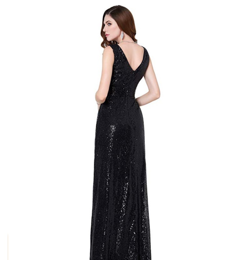 V-neck Slimming Long Sequin Formal Dress