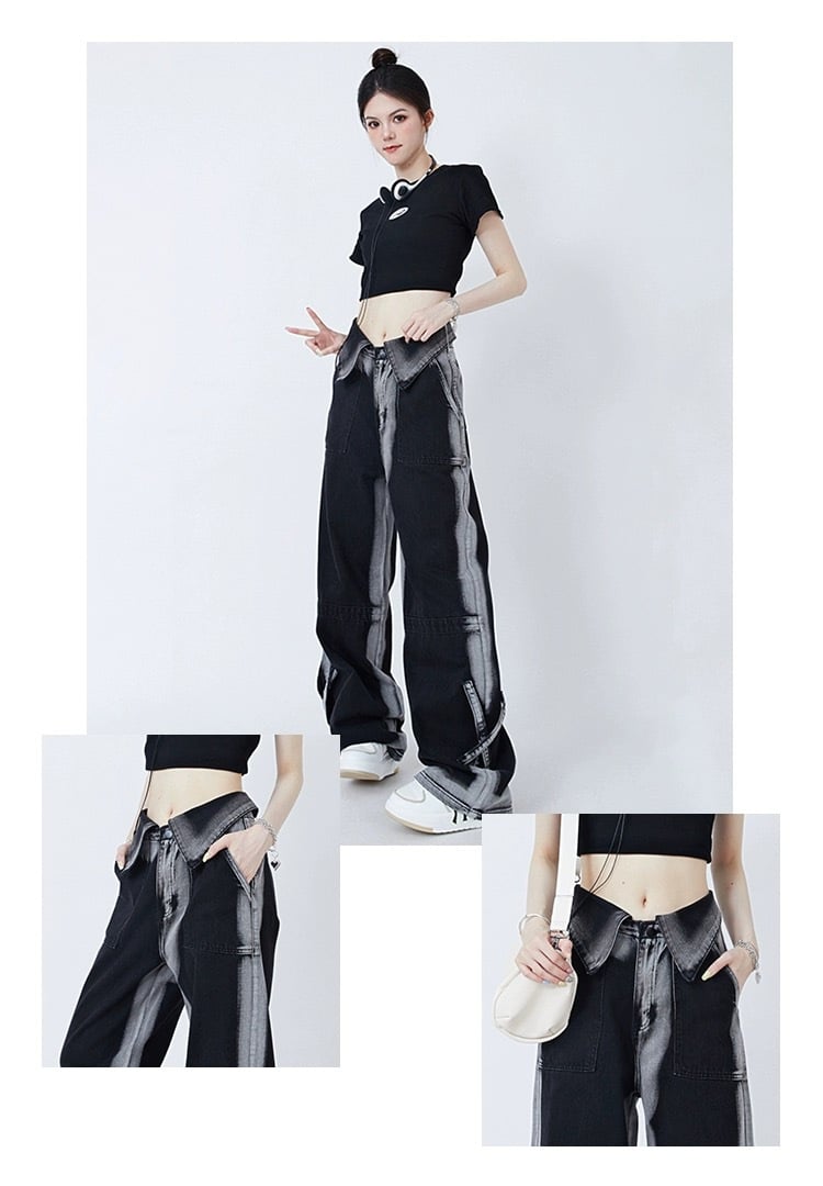 Women's American-style Retro Cuffed Jeans Image 3