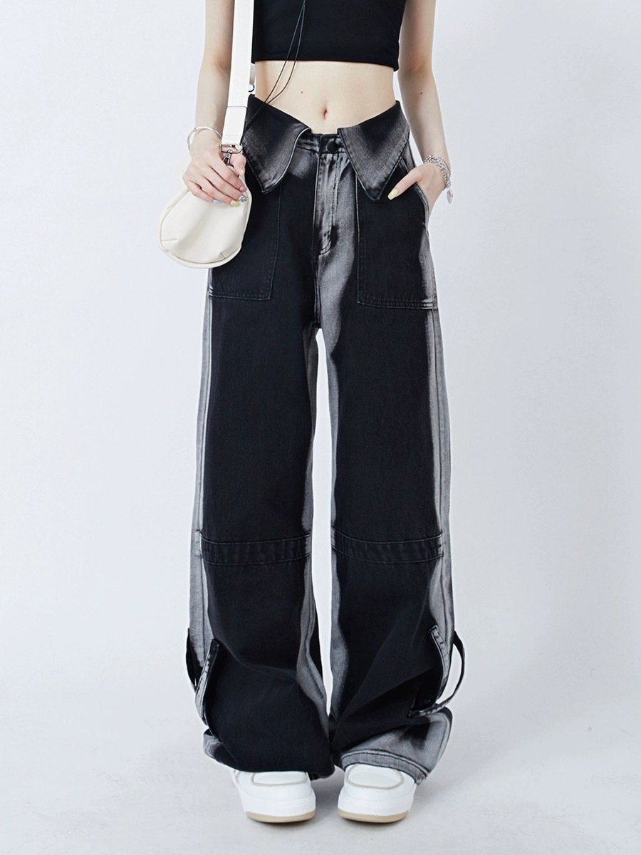 Women's American-style Retro Cuffed Jeans Image 6