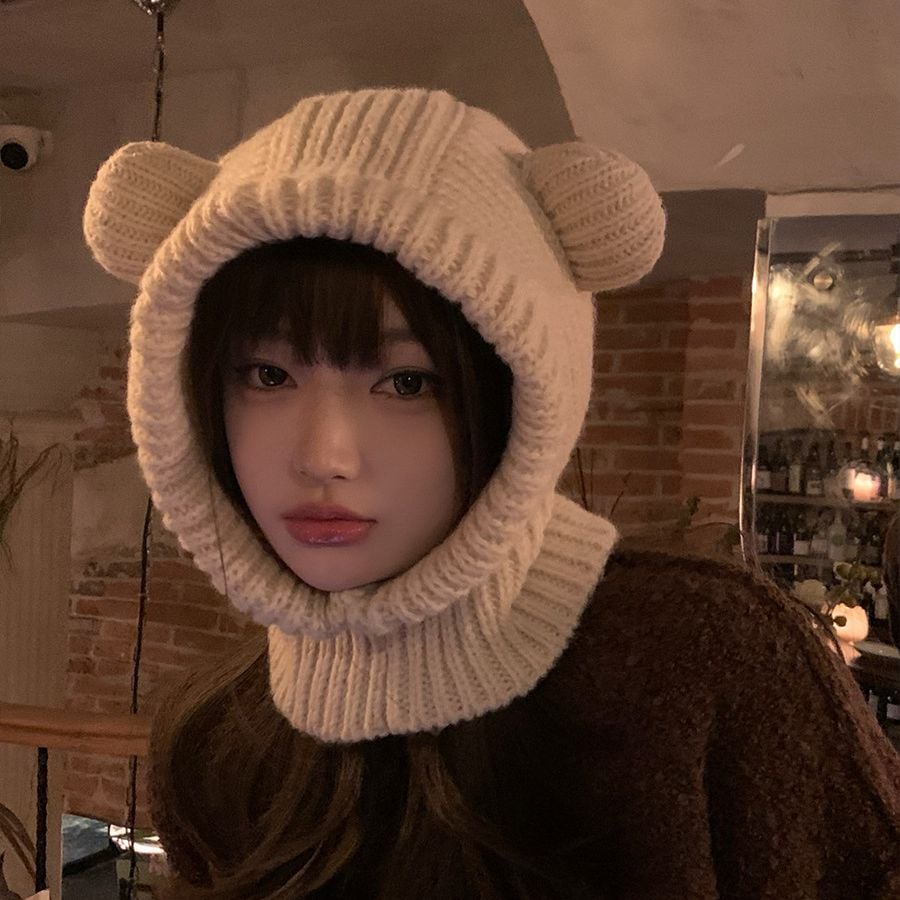 Cute Bear Ears Wool Hat Side View
