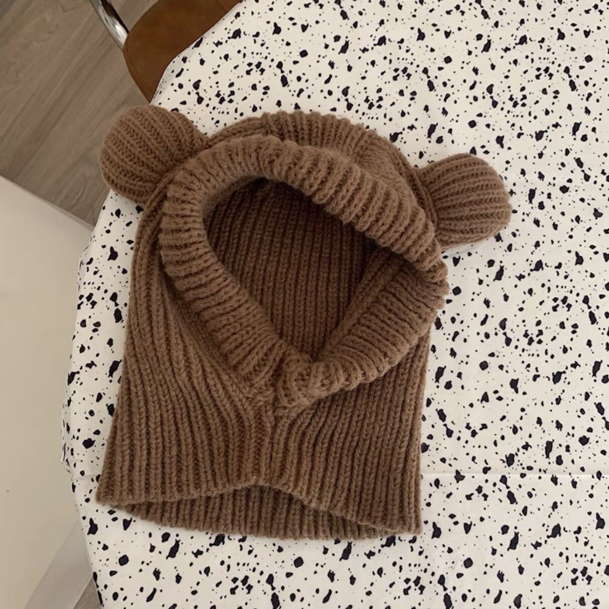 Cute Bear Ears Wool Hat Light Khaki