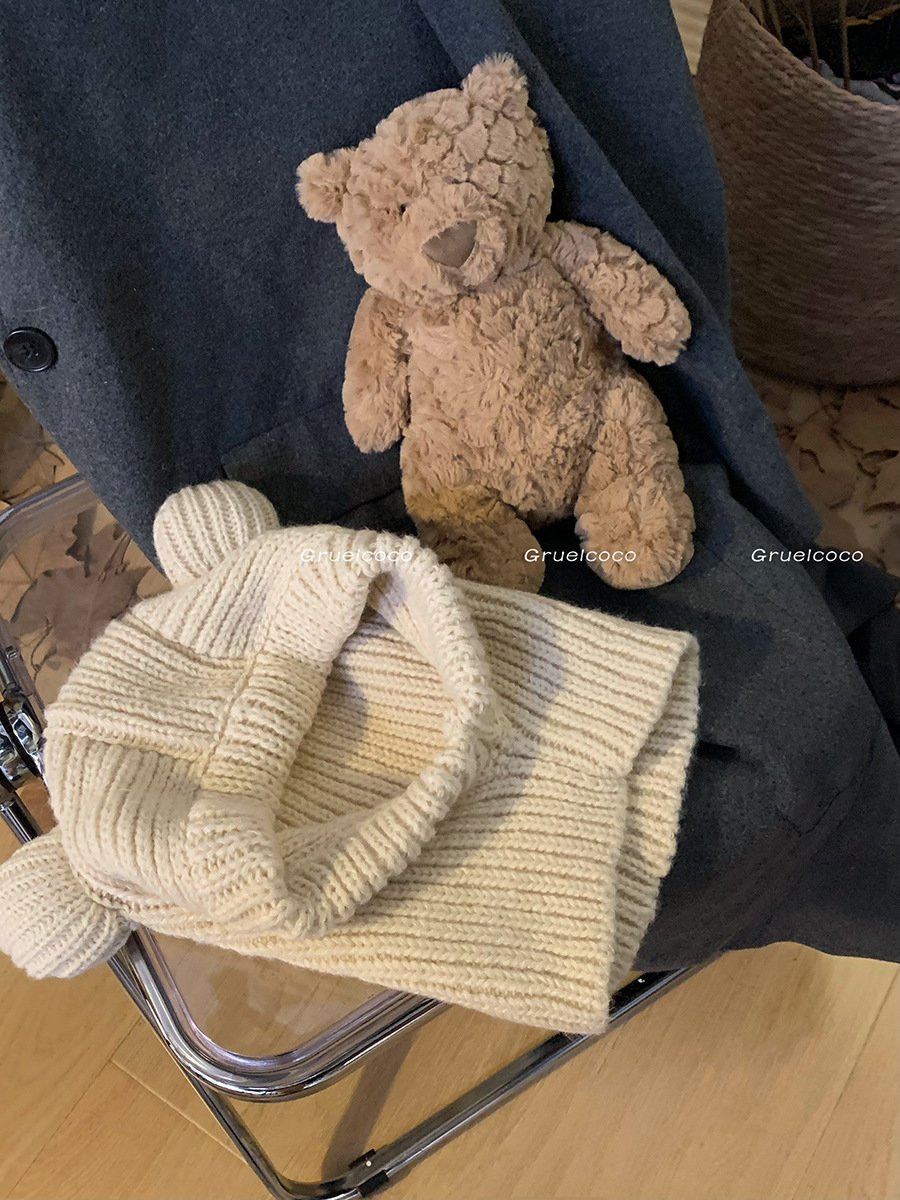 Cute Bear Ears Wool Hat Back
