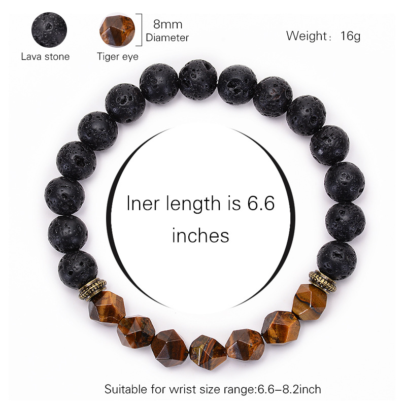 Tigereye Black Lava Volcanic Stone Bracelet
