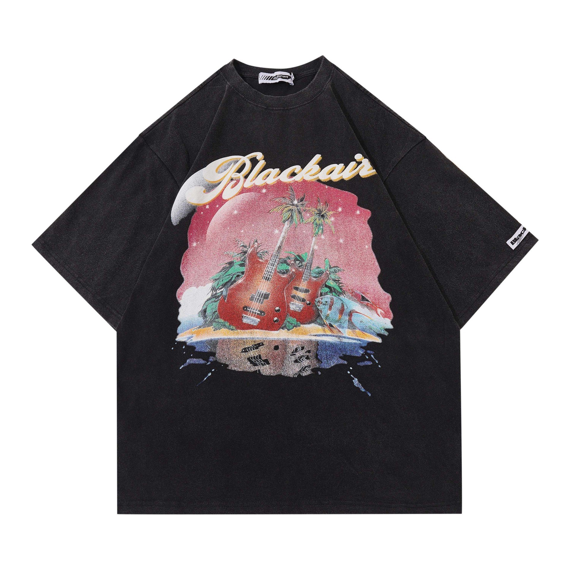 Retro Washed Distressed Rock Guitar Tee 8