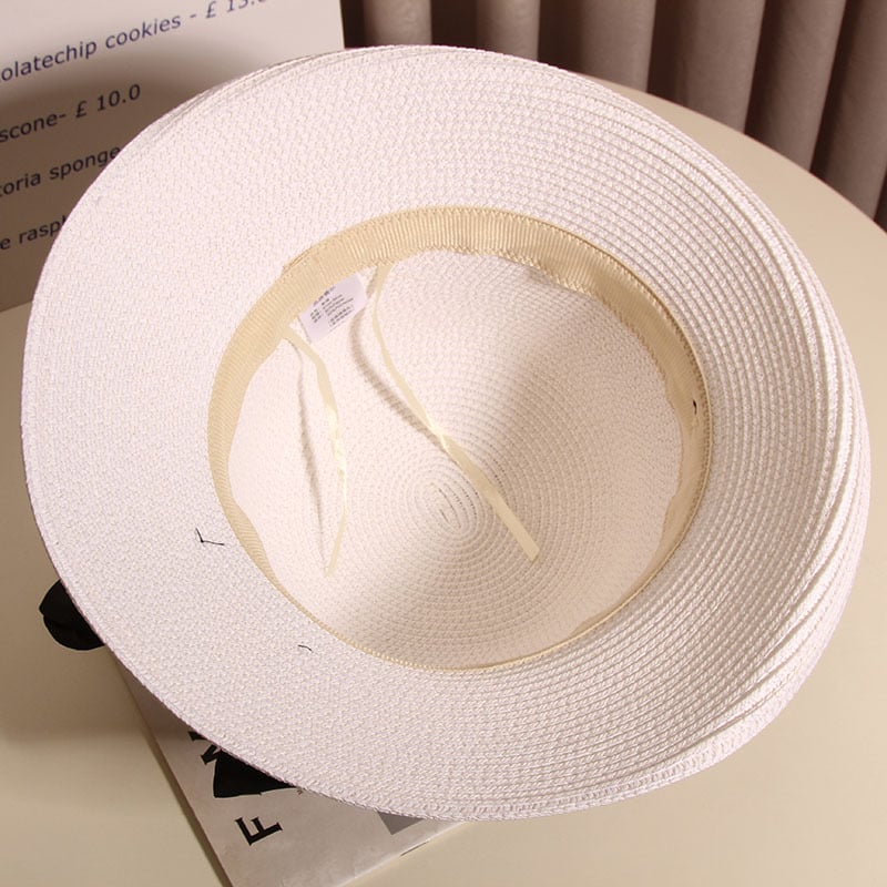 Women's Summer French Vintage Bow Bucket Hat - White