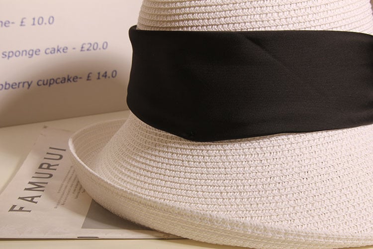 Women's Summer French Vintage Bow Bucket Hat - Beige