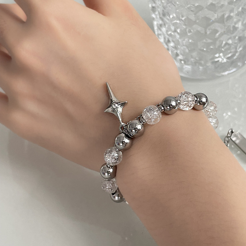 Asterism Cross Stitching Ice Crack Beads Bracelet Image 5