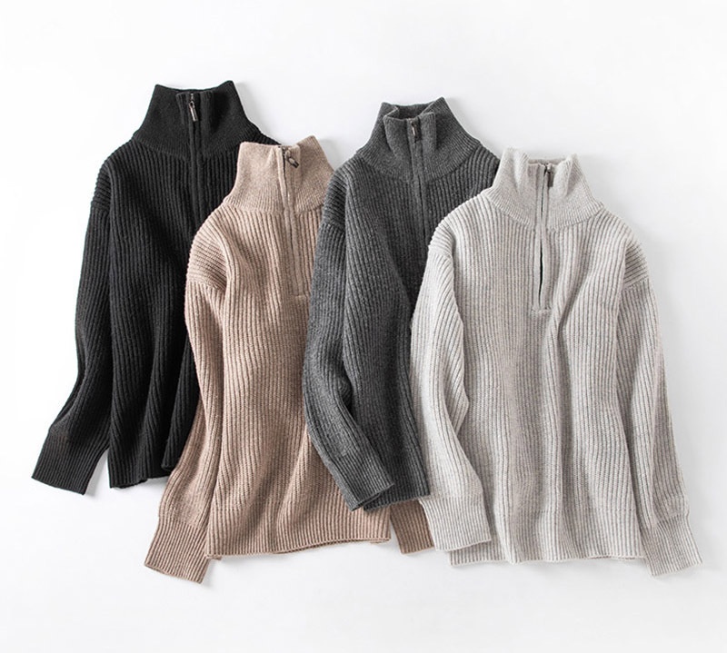 Fashion Half Cardigan Loose Sweater - Image 5