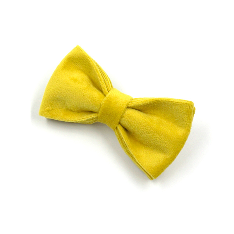 Yellow Velvet Dog Collar with Bow Tie