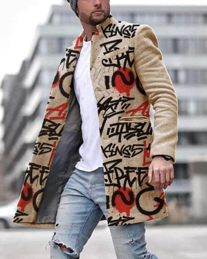 Men's Woolen Stand Collar Coat