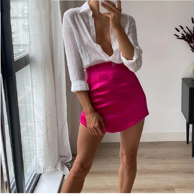 Satin Skirt in Red