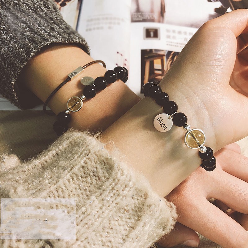Bracciale in lega e argento con cristalli per coppie