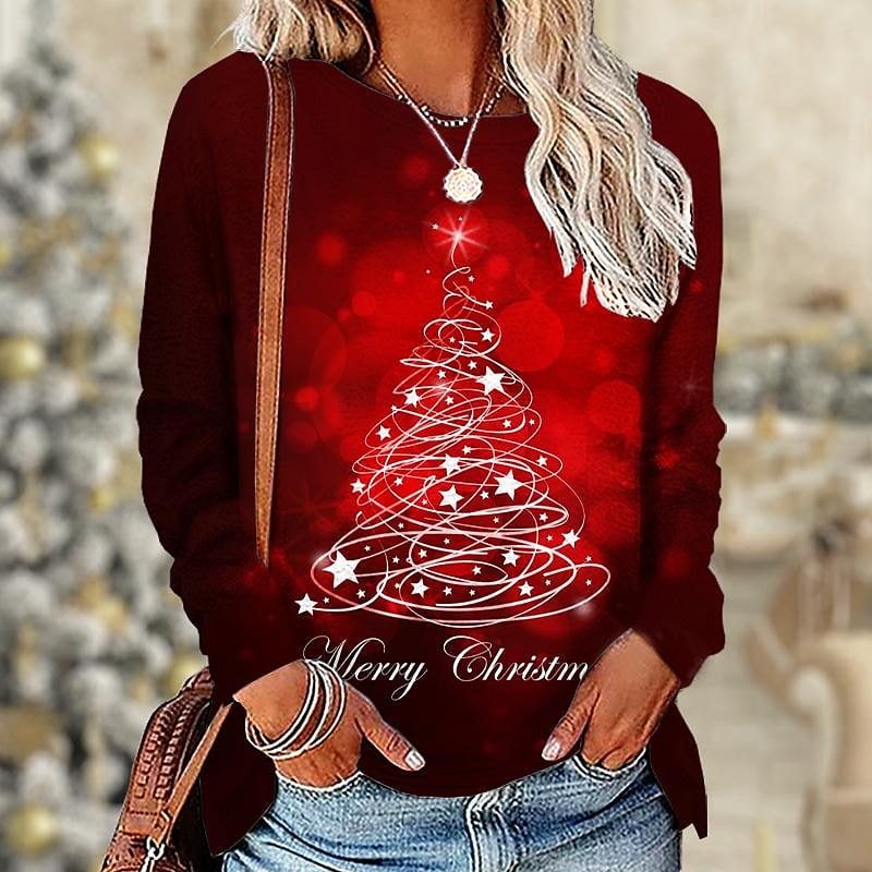 Model Wearing Christmas Number Long Sleeve Shirt
