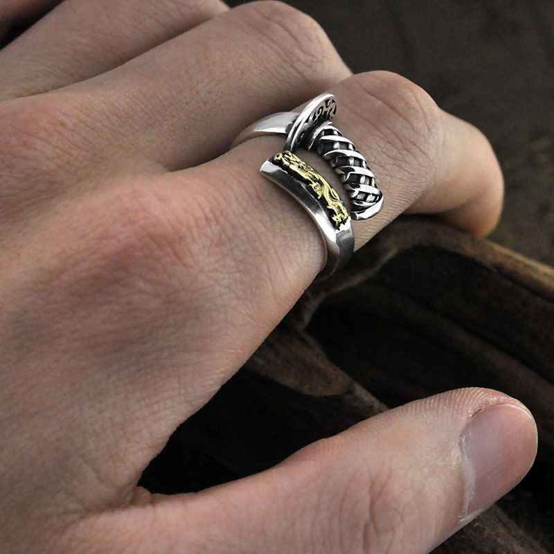 S925 Silver Retro Distressed Ring Image 4