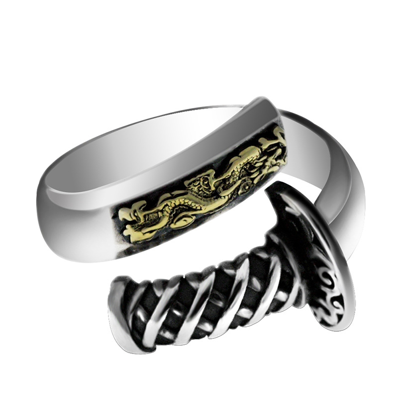S925 Silver Retro Distressed Ring Image 1