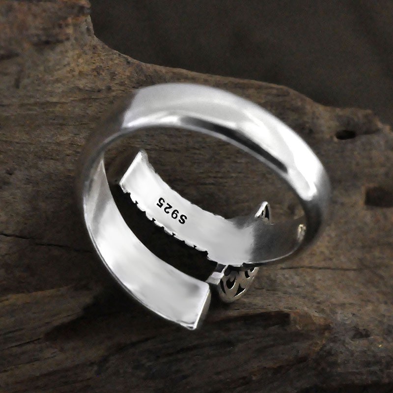 S925 Silver Retro Distressed Ring Image 3