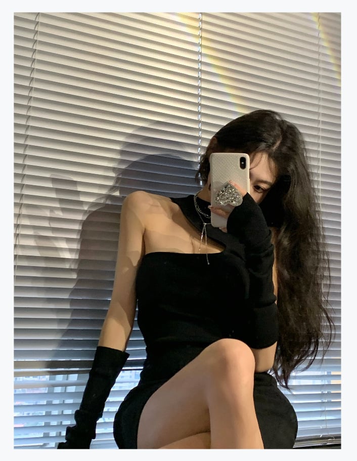 Sleeveless Half Turtleneck Dress - Front View