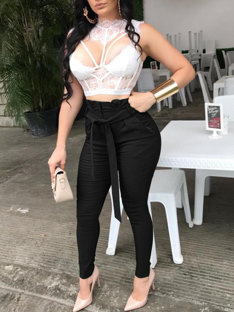 Women Casual Waist Lace-Up Lounge Pants