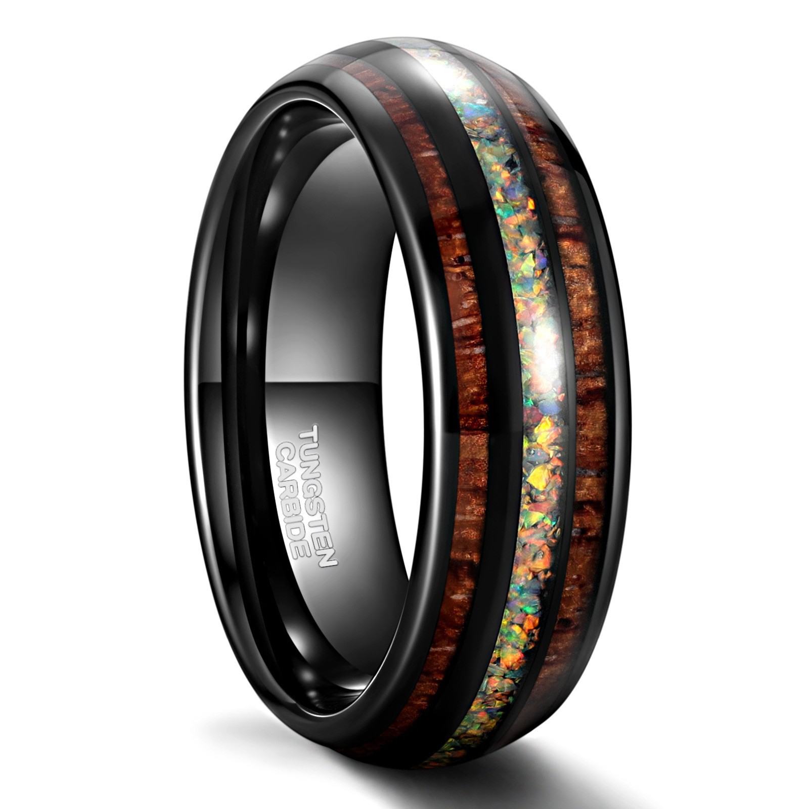 Wide Black Curved Tungsten Steel Ring 3