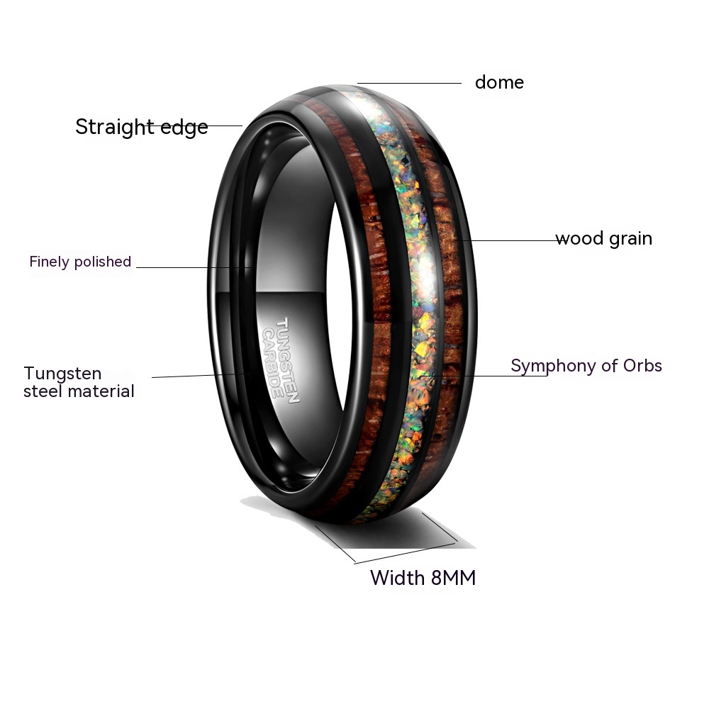 Wide Black Curved Tungsten Steel Ring 4