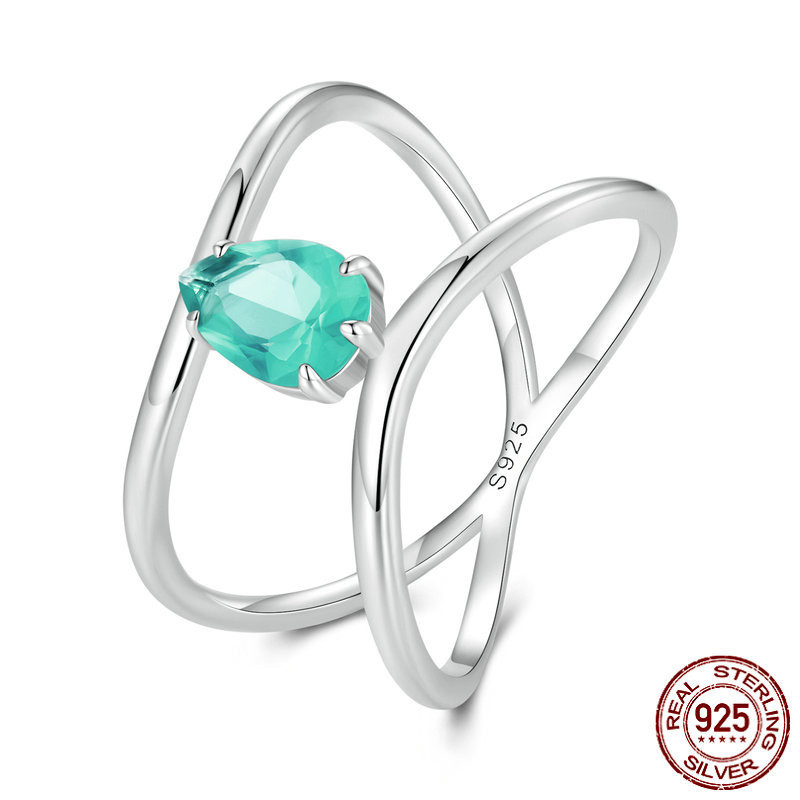 Double-Layer Cross Water Drop Ring Image 1