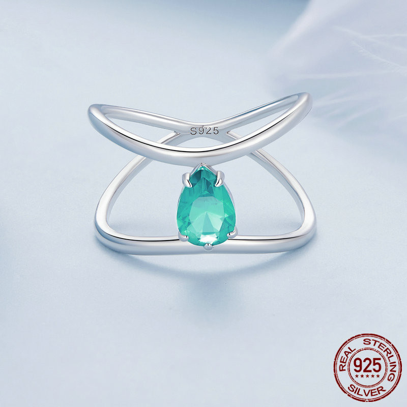 Double-Layer Cross Water Drop Ring Image 2