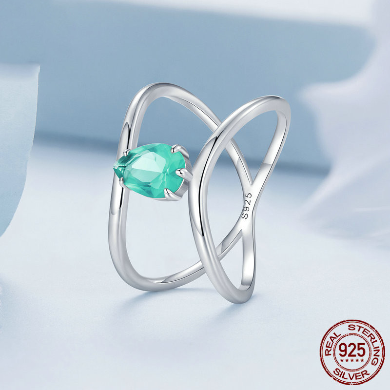 Double-Layer Cross Water Drop Ring Image 5