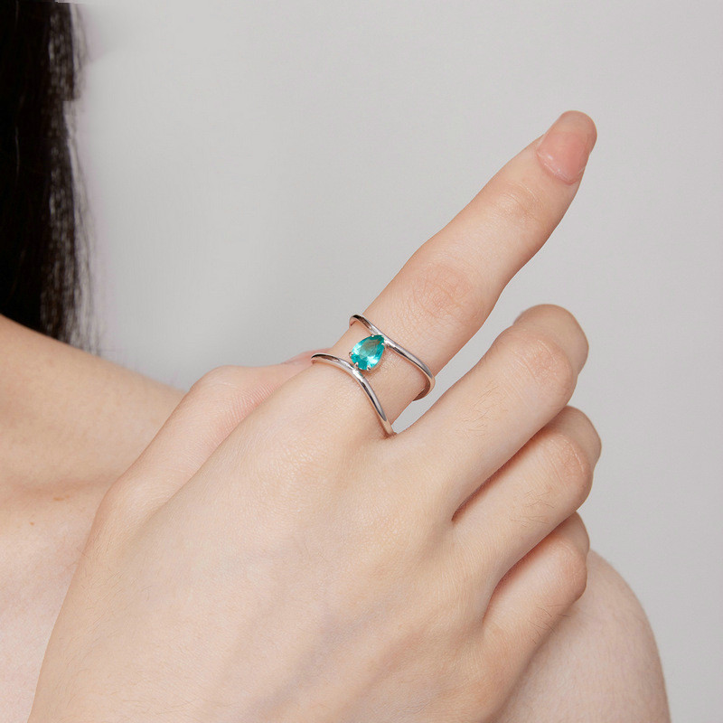 Double-Layer Cross Water Drop Ring Image 3