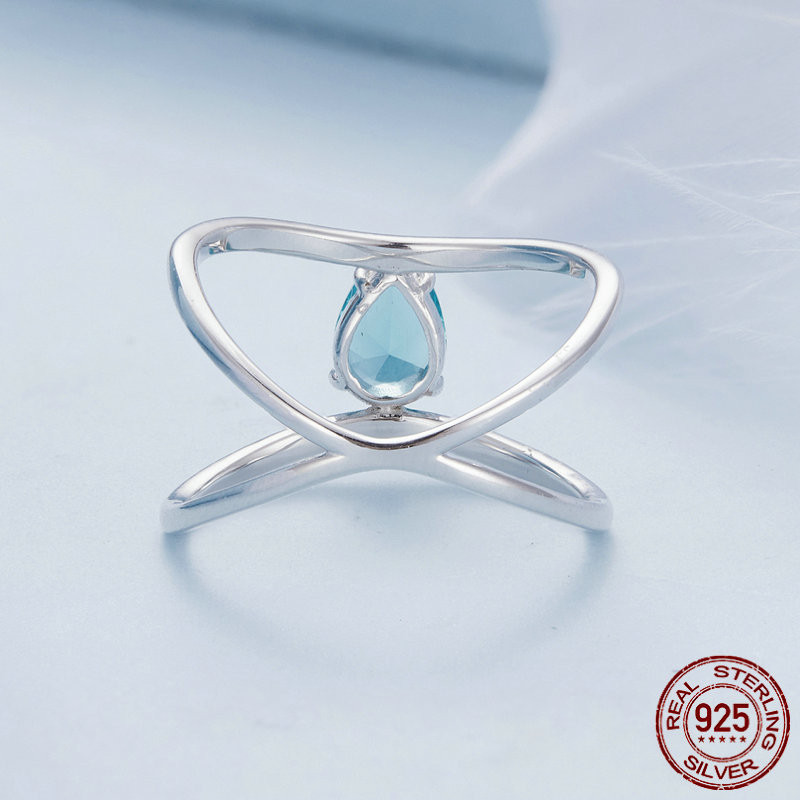 Double-Layer Cross Water Drop Ring Image 4